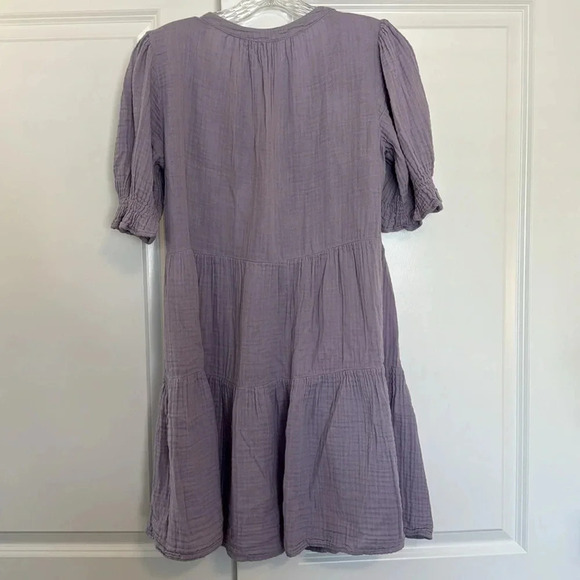 Velvet Clarissa Cotton Gauze Dress with Ruffle- Lilac Size XS Oversized Fit - Picture 5 of 6
